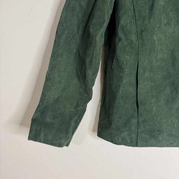 Pritti Suede Jacket Womens Medium Green Genuine Leather Full Zip Classic Lined - Picture 2 of 9